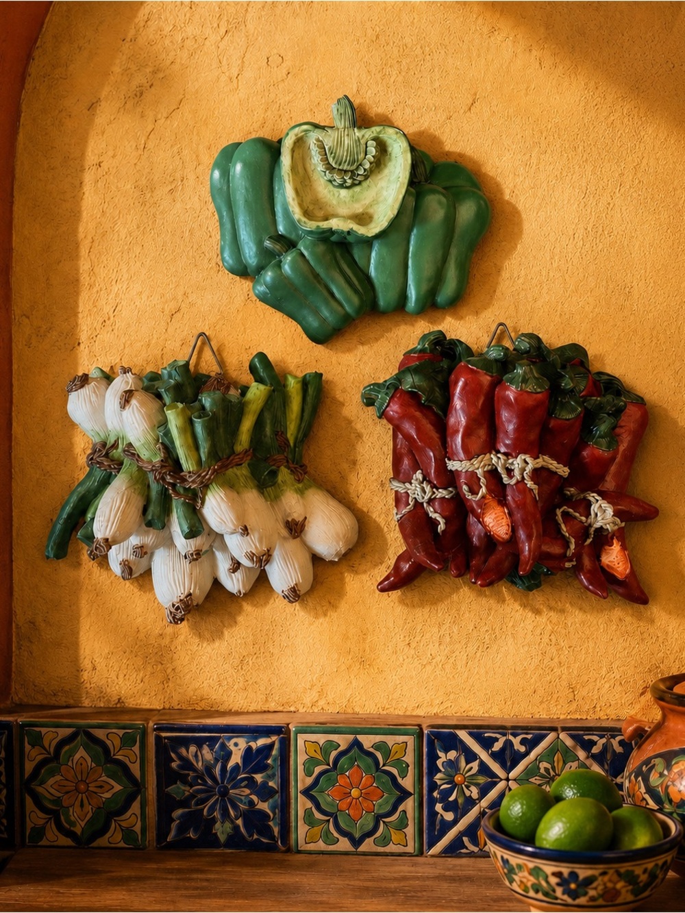 Realistic Resin Vegetable Bundles Bell Chili Peppers Scallions Kitchen Decor Art - Picture 1 of 16